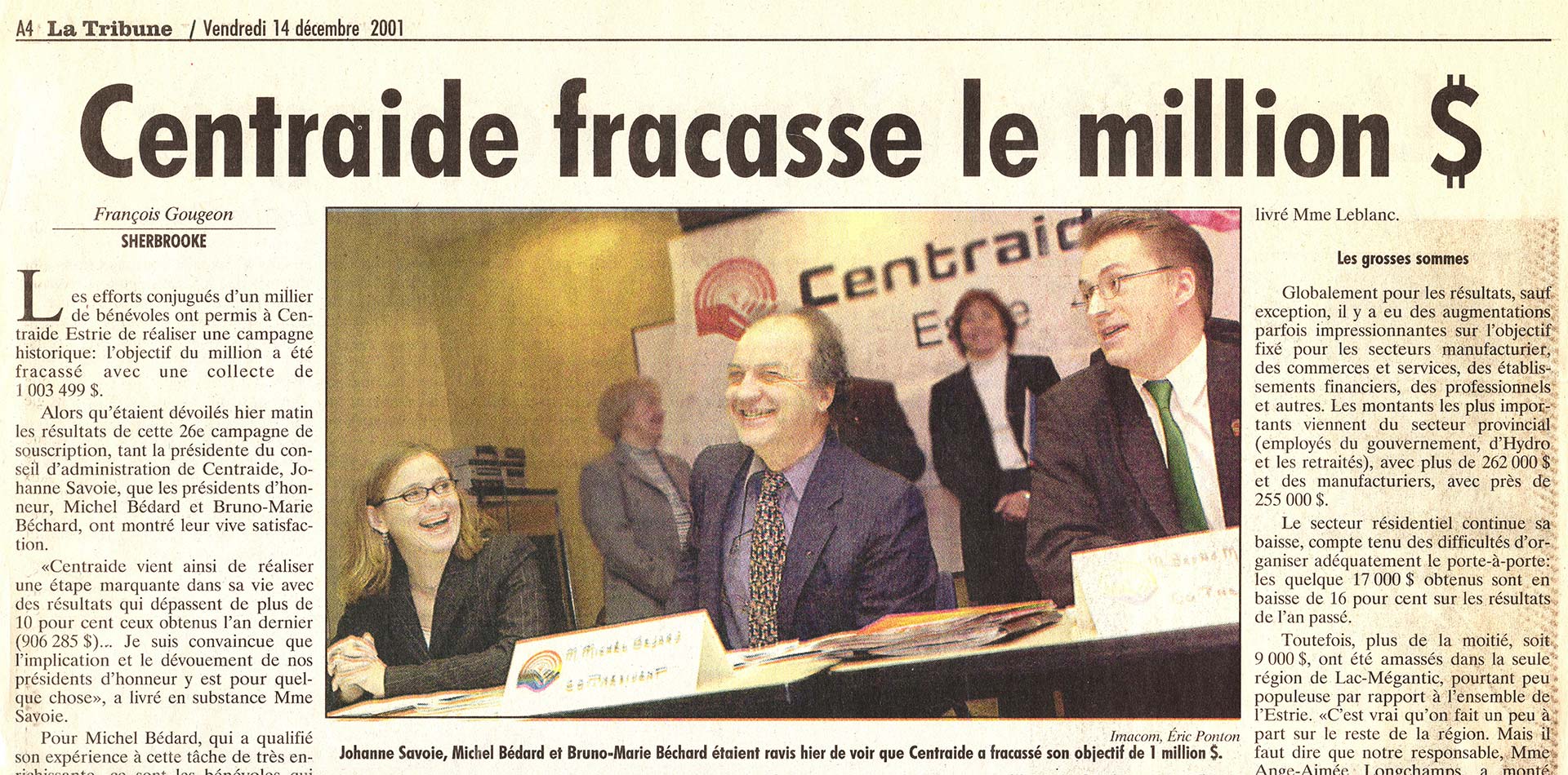 Centraide fracasse le million